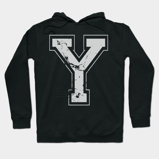 Initial Letter Y Gray Jersey Sports Athletic Player Hoodie by porcodiseno